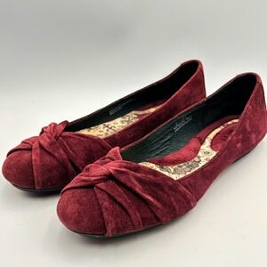 Born Lilly Chianti Burgundy Suede Twist Knot Ballet Flats Womens 9 40.5